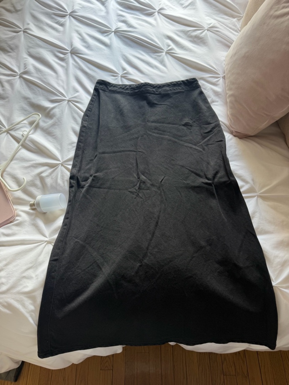 Zara Black Denim Midi Skirt - Sleek A-Line Silhouette
